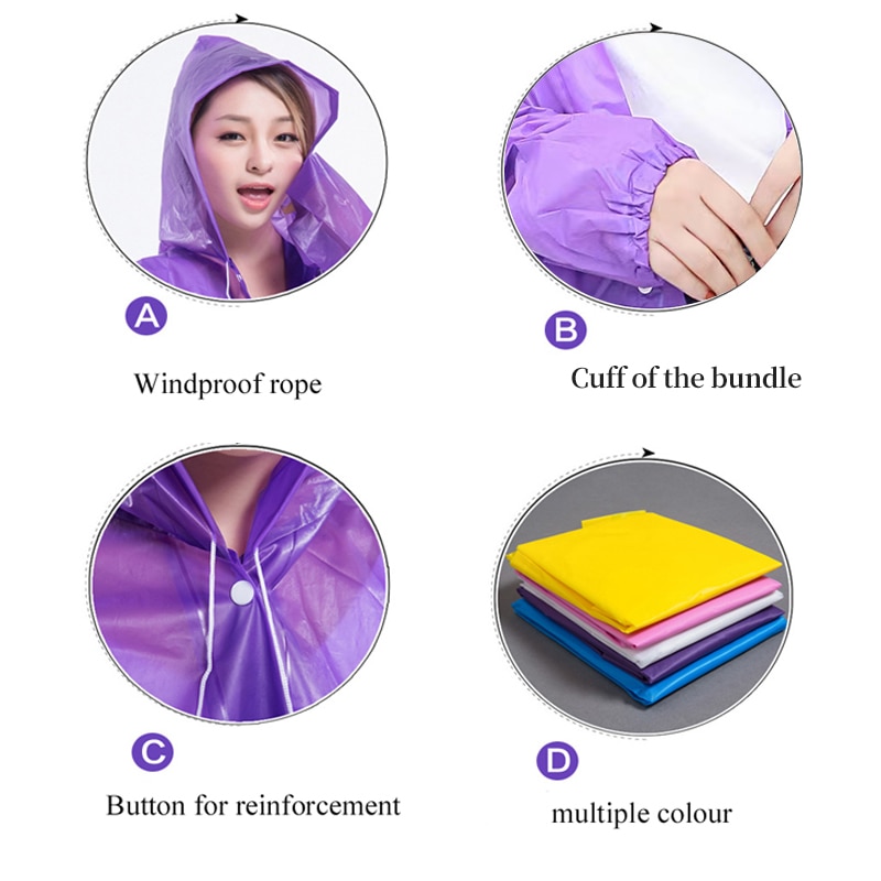 1pc Hooded Rain Coat Women Men - Camping Rain Poncho ulasan dan harga