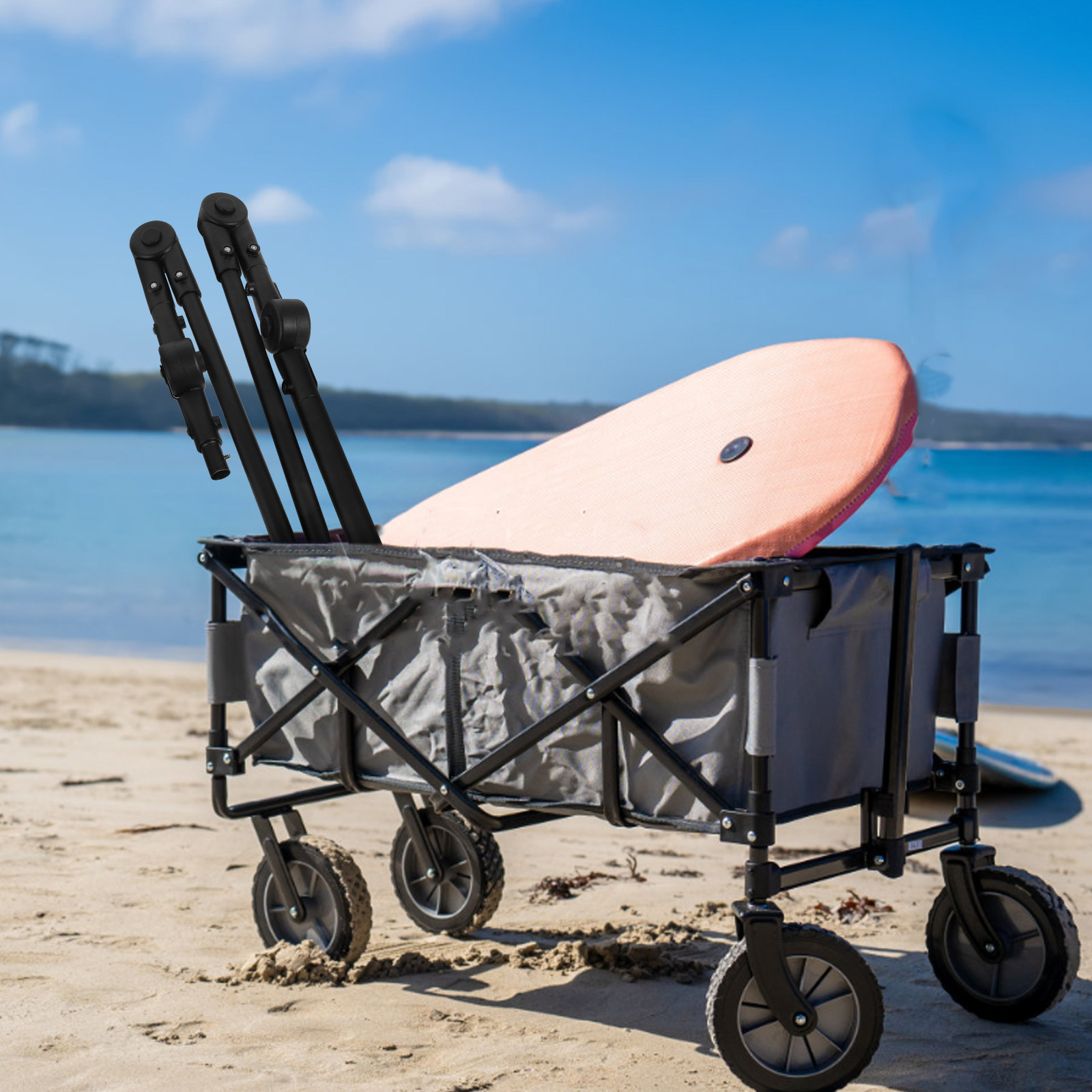 Folding Wagon Push Handle Dura - Outdoor Camping Trolley ulasan dan harga