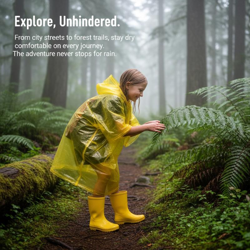 Disposable Raincoat for Kids E - Camping Rain Poncho ulasan dan harga
