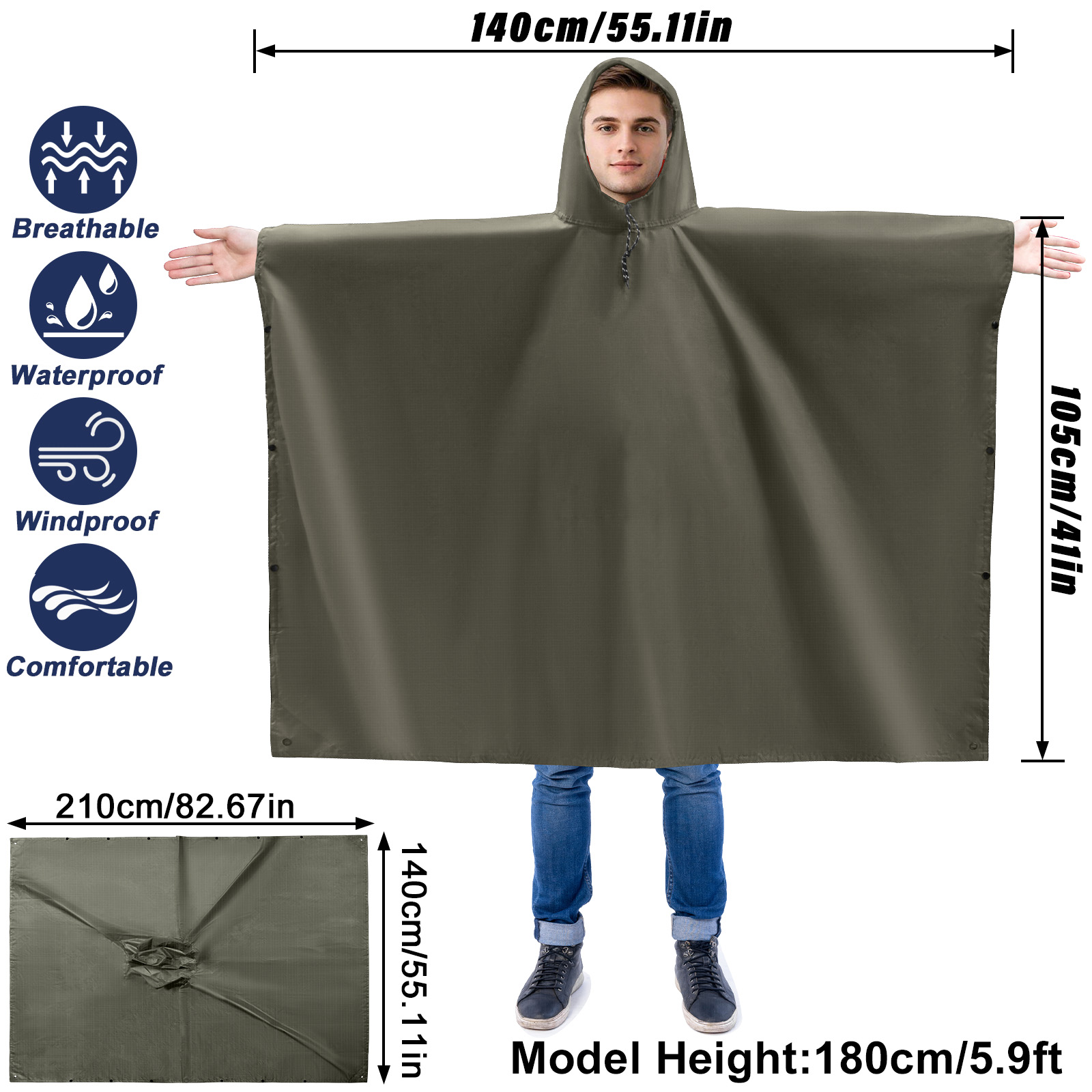 Adult Rain Poncho Lightweight  - Camping Rain Poncho ulasan dan harga