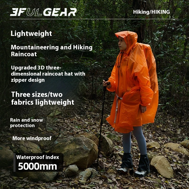 3F UL GEAR Zipper Raincoat 15D - Camping Rain Poncho ulasan dan harga
