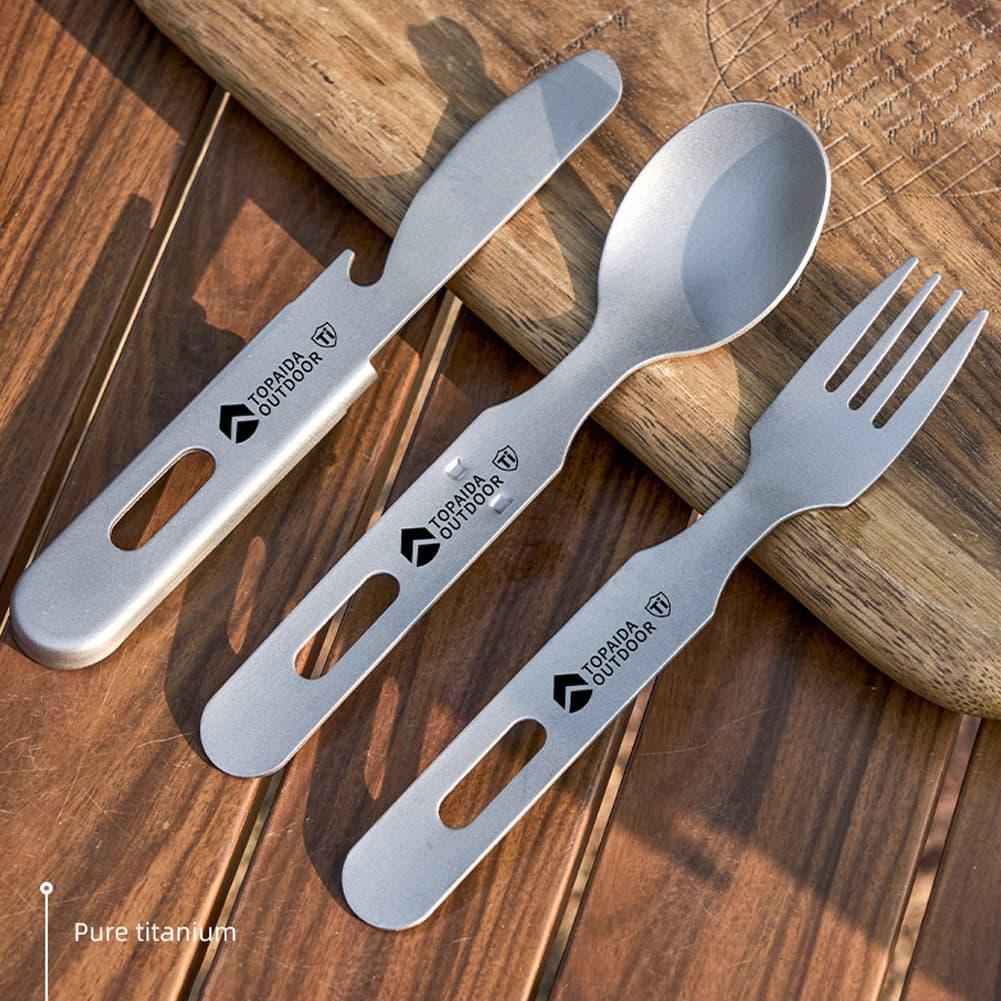 3 in 1 Titanium Camping Fork S - Outdoor Camping Dining Set ulasan dan harga